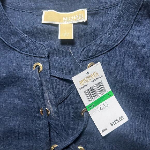 Michael Kors Dress Size Large Linen Navy - Picture 13 of 15